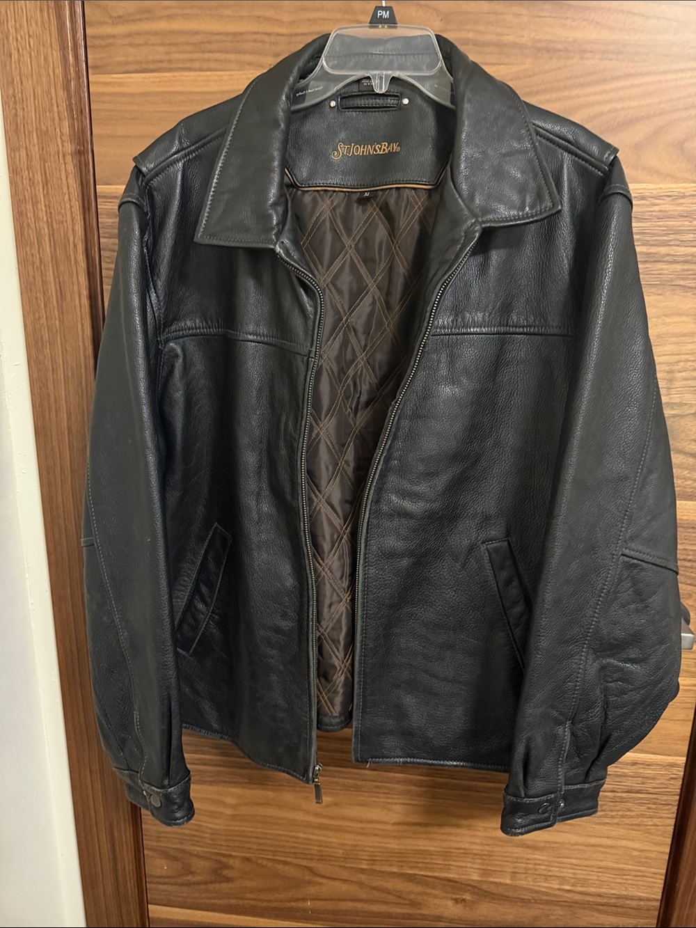 Black Leather Bomber Jacket with Quilted Lining